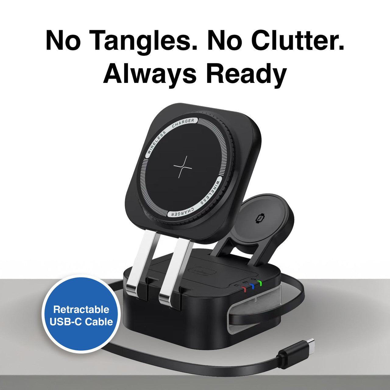 Laser 3 in 1 Foldable Wireless Charging Stand Black