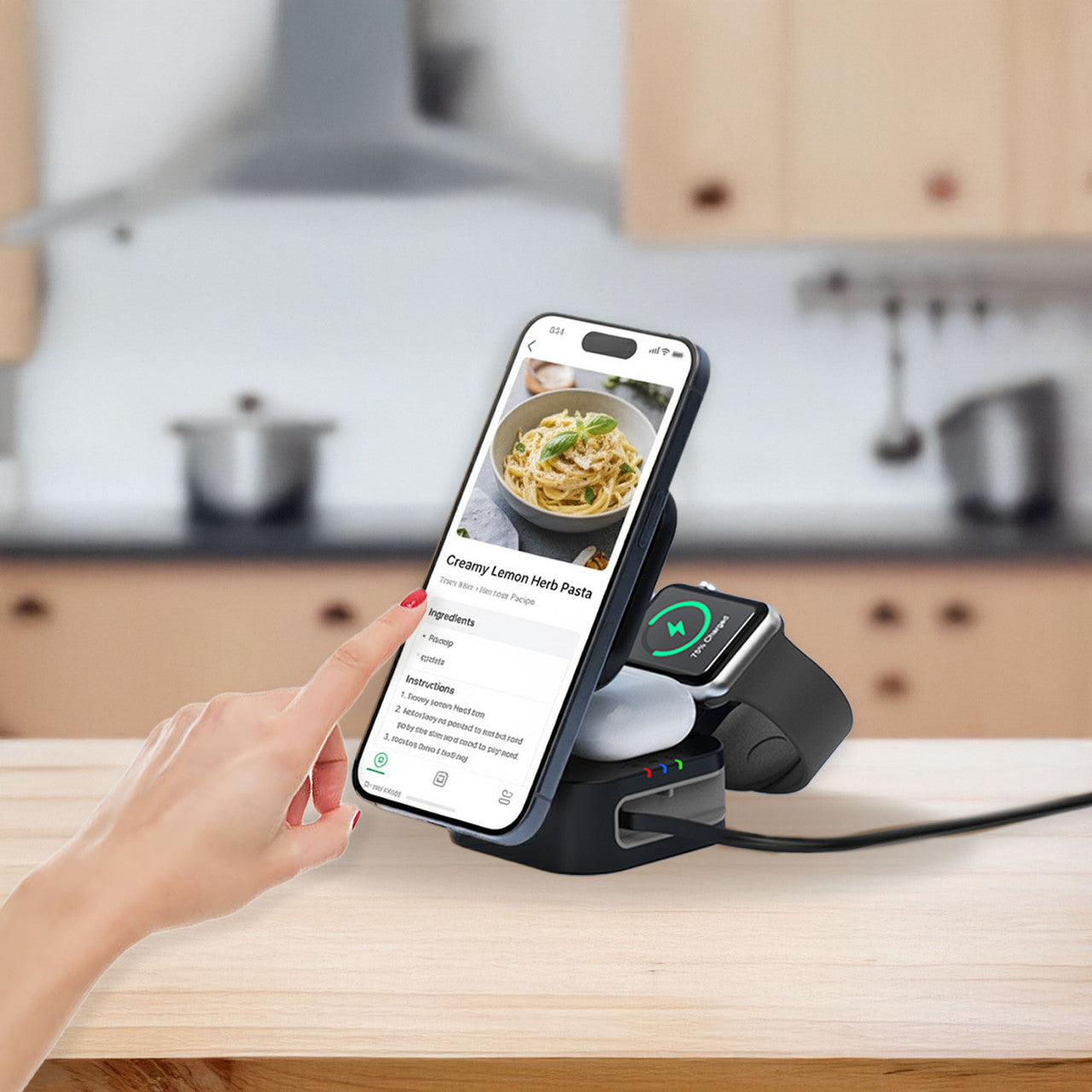 Laser 3 in 1 Foldable Wireless Charging Stand Black