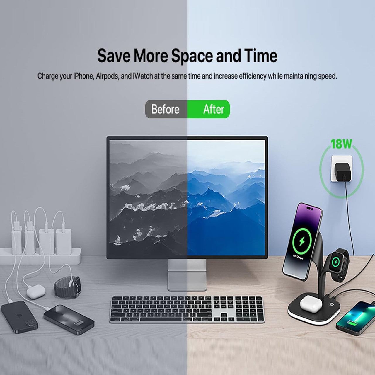 5 in 1 Wireless Charging Station with Night Light