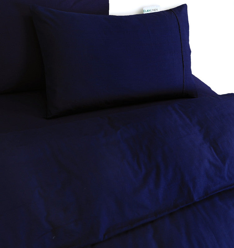 Vintage Washed Egyptian Cotton Navy Double Quilt Cover Set