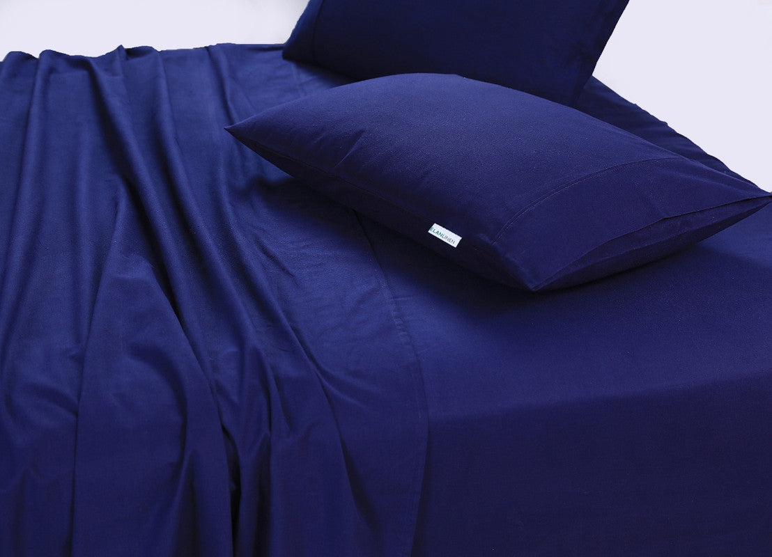 Ultra-Soft 100% Egyptian Cotton 500TC Navy Double Bed Sheets Set