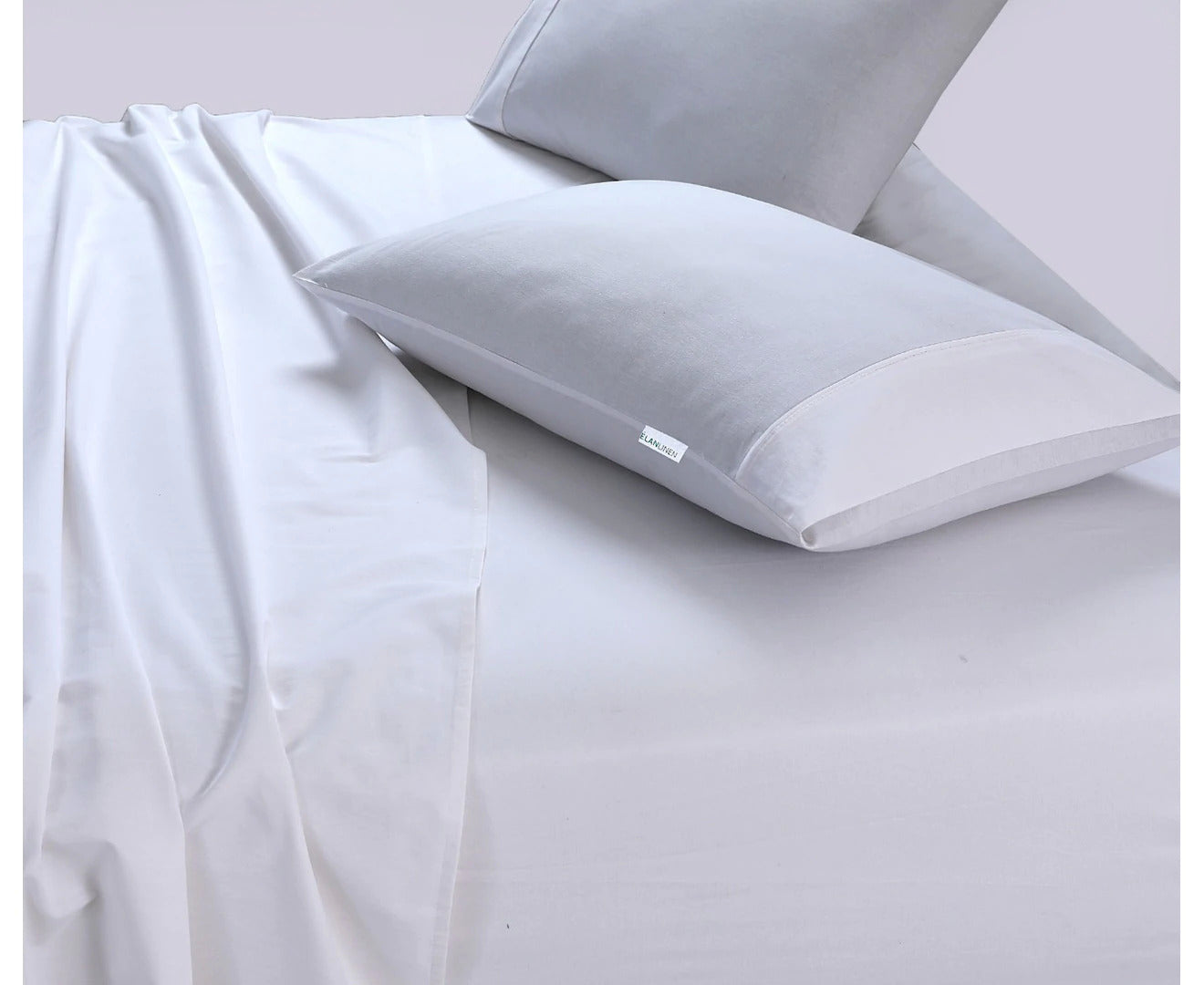 100% Egyptian Cotton 500TC White King Bed Sheets Set, Elan Linen