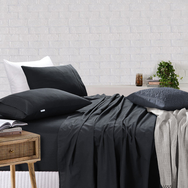 Ultra-Soft Egyptian Cotton Charcoal Queen Bed Sheets Set 500TC Elan Linen