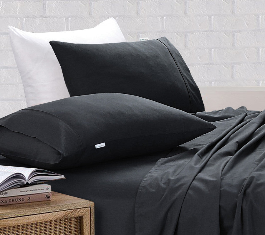 Ultra-Soft Egyptian Cotton Charcoal Queen Bed Sheets Set 500TC Elan Linen