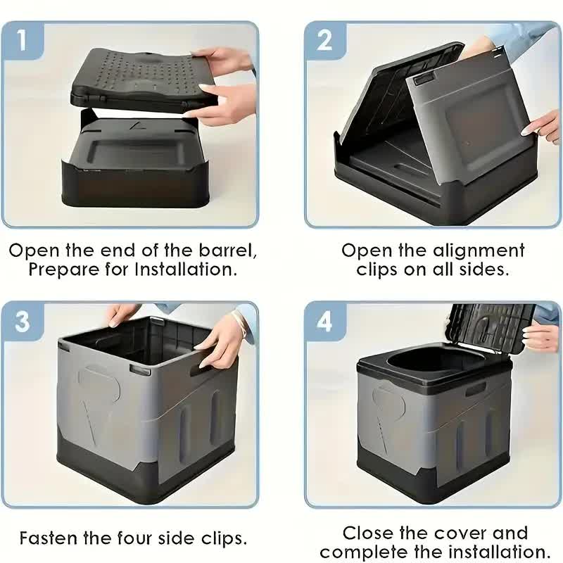 Portable Car Toilet with Integrated Waste Bin - Durable PP Material, Ideal for RVs, Outdoor Camping & Emergency Situations - Sleek Design with Ventilation Slits RV Toilets