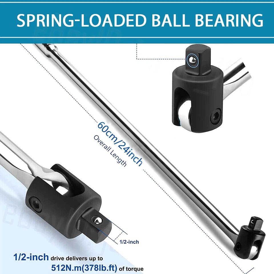 250MM 10" Breaker Bar Socket Heavy Duty 1/2" Drive Wrench Long Spanner