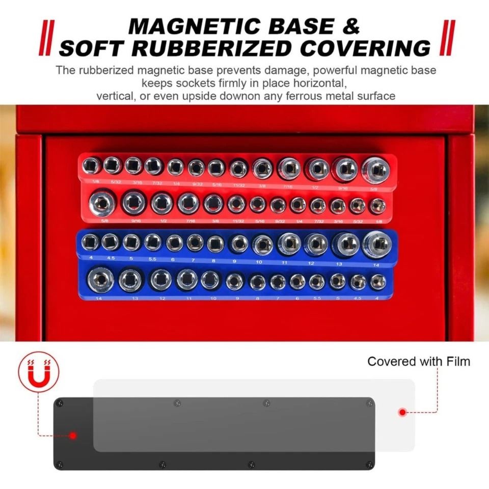 1PC 1/4" Red Imperial Magnetic Socket Organizer Storage Holder Trays Single size