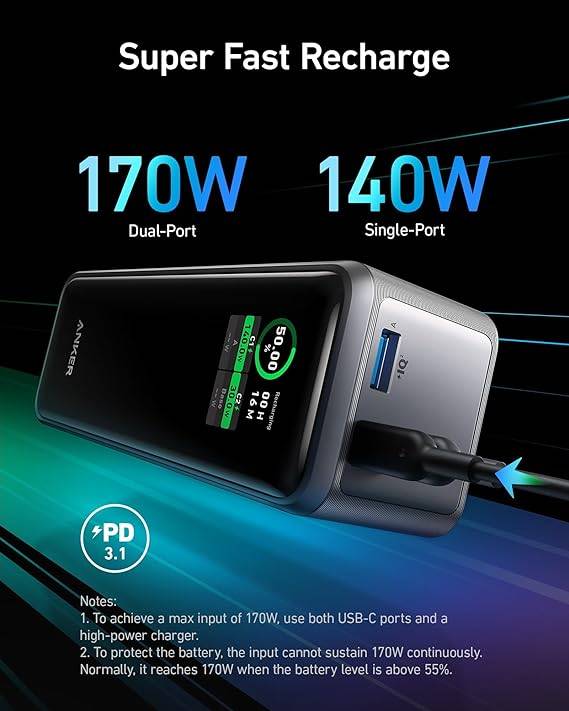 ANKER PRIME 27K 250W PD 3.1 POWER BANK BLACK