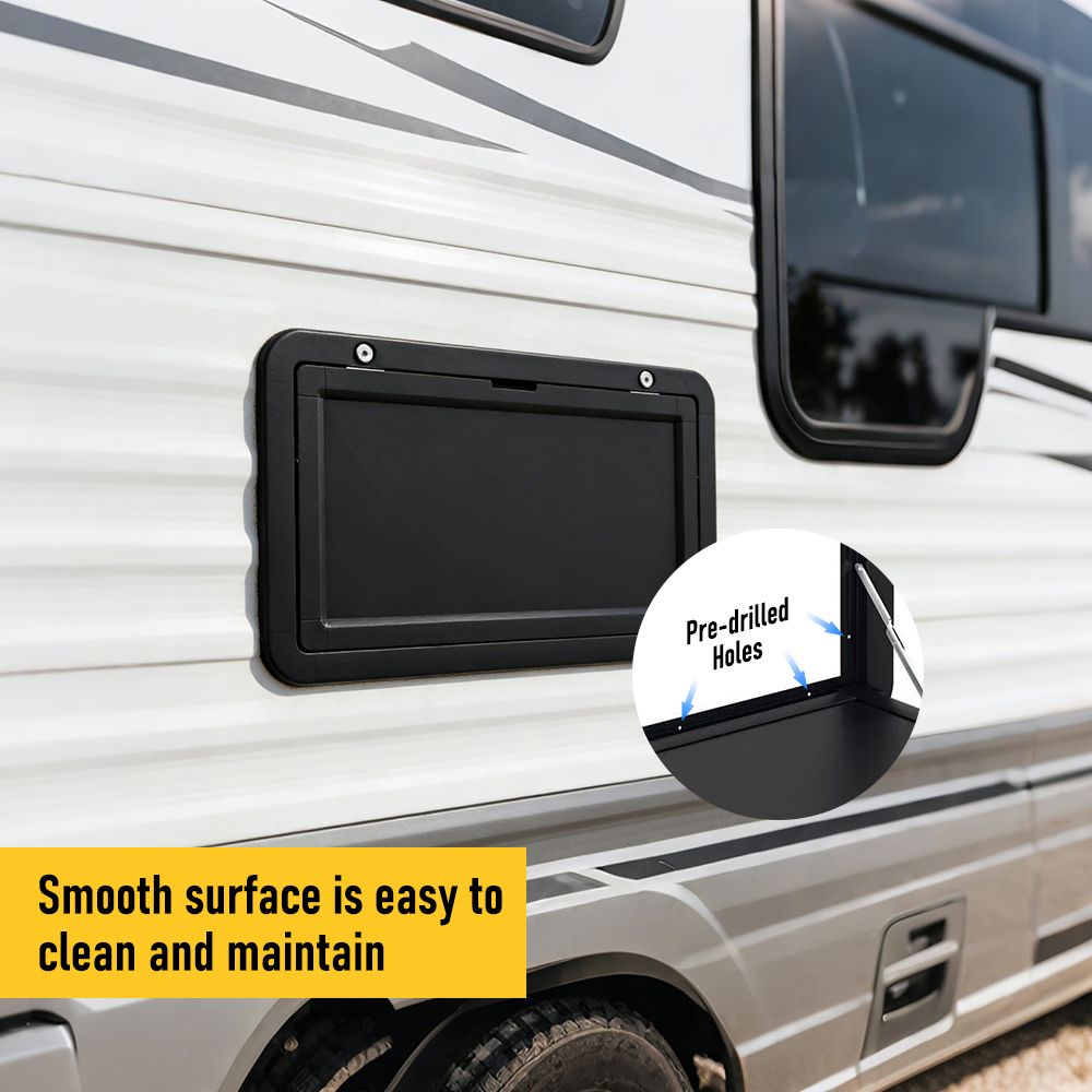 Aumerage Aluminium Folding Caravan Table – Lockable, Space-Saving Portable Table with 50kg Capacity, Black