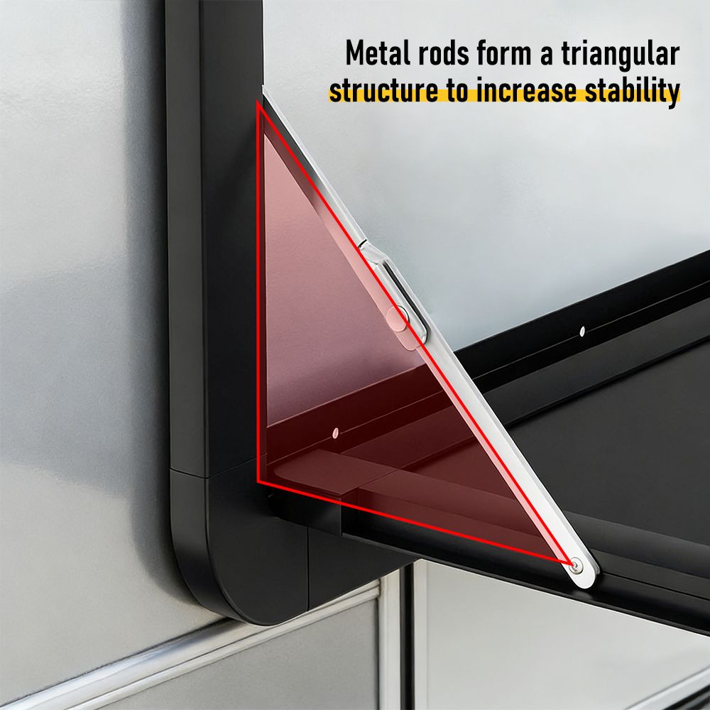Aumerage Aluminium Folding Caravan Table – Lockable, Space-Saving Portable Table with 50kg Capacity, Black