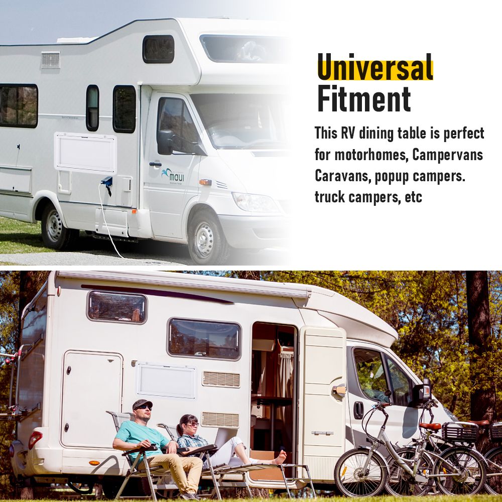 Heavy Duty Folding Caravan Table 800 x 450mm – Full Metal Frame, Lockable, 50kg Max Capacity, White