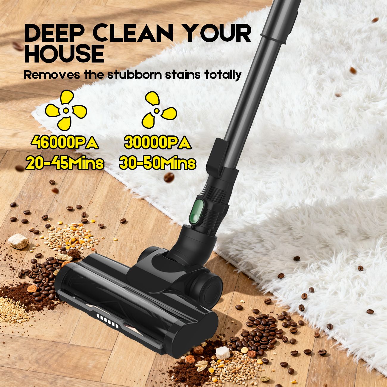 46Kpa Strong Suction, Lightweight Handheld Vacuum Cleaner, 2500mAh Removable Battery with Wall Charger for Home, Hard Floors, Blankets And Pet Hair.