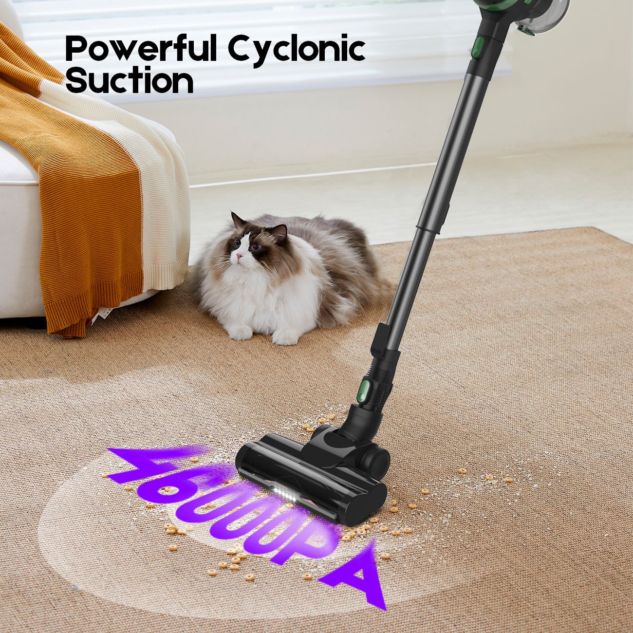 46Kpa Strong Suction, Lightweight Handheld Vacuum Cleaner, 2500mAh Removable Battery with Wall Charger for Home, Hard Floors, Blankets And Pet Hair.