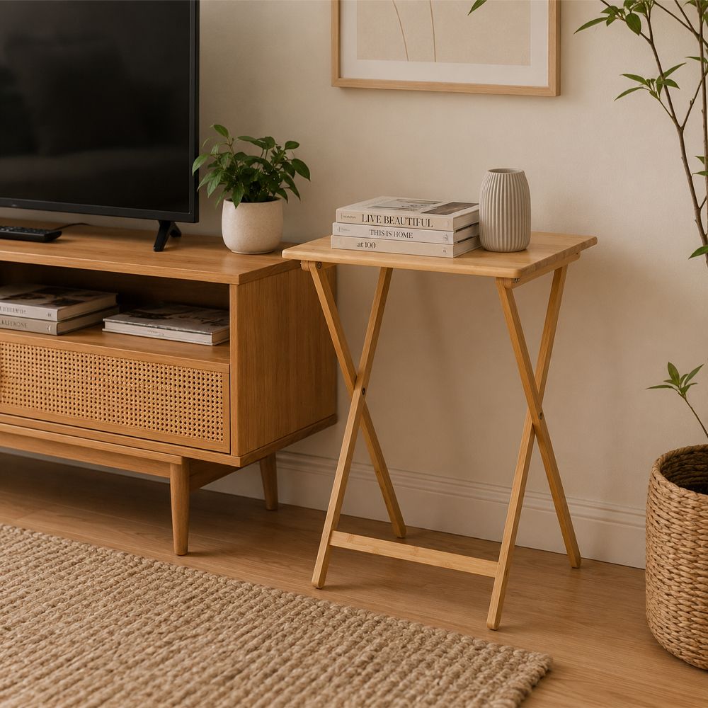 Foldable Bamboo Laptop Table, Bed Tray & Snack Table – Portable & Space-Saving