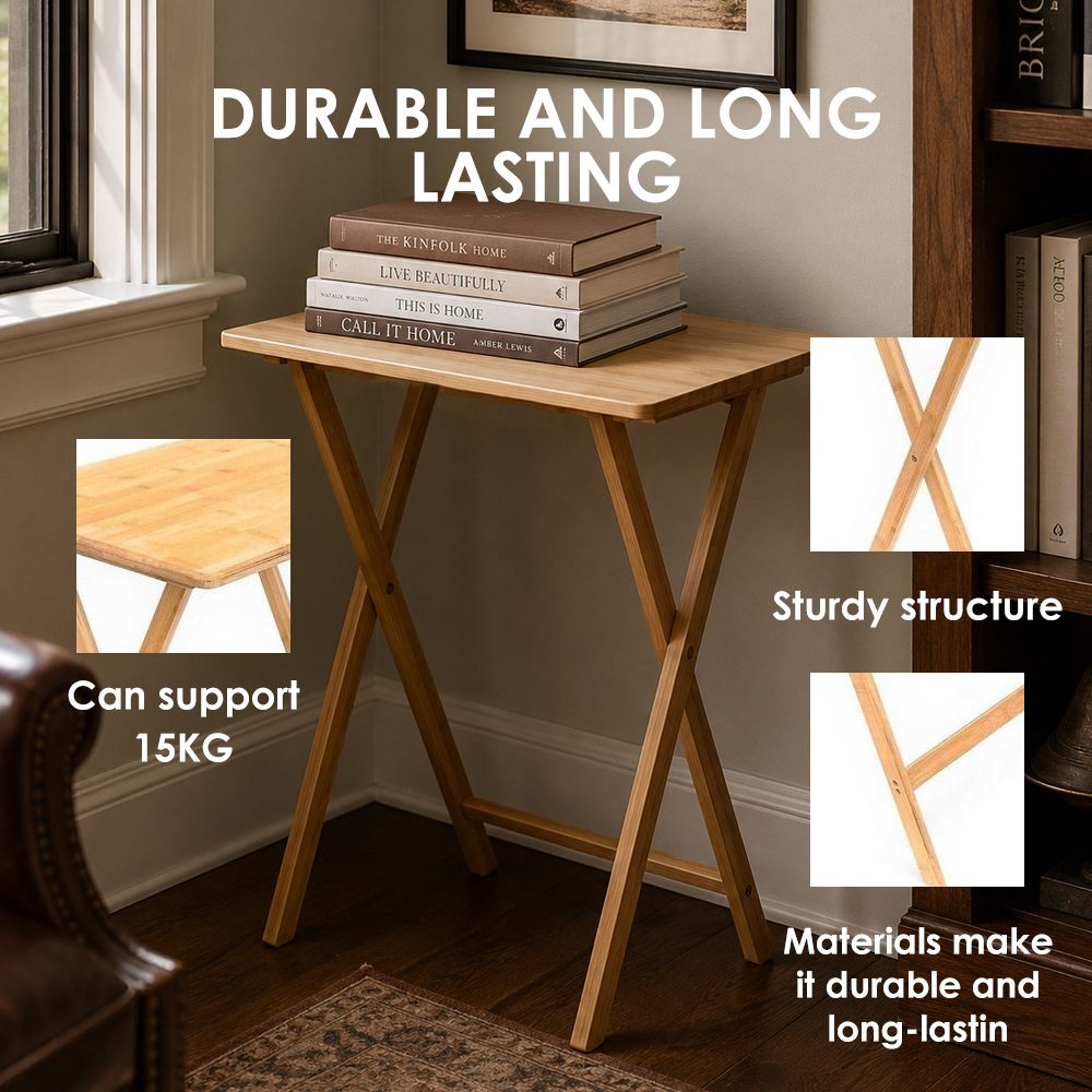 Foldable Bamboo Laptop Table, Bed Tray & Snack Table – Portable & Space-Saving