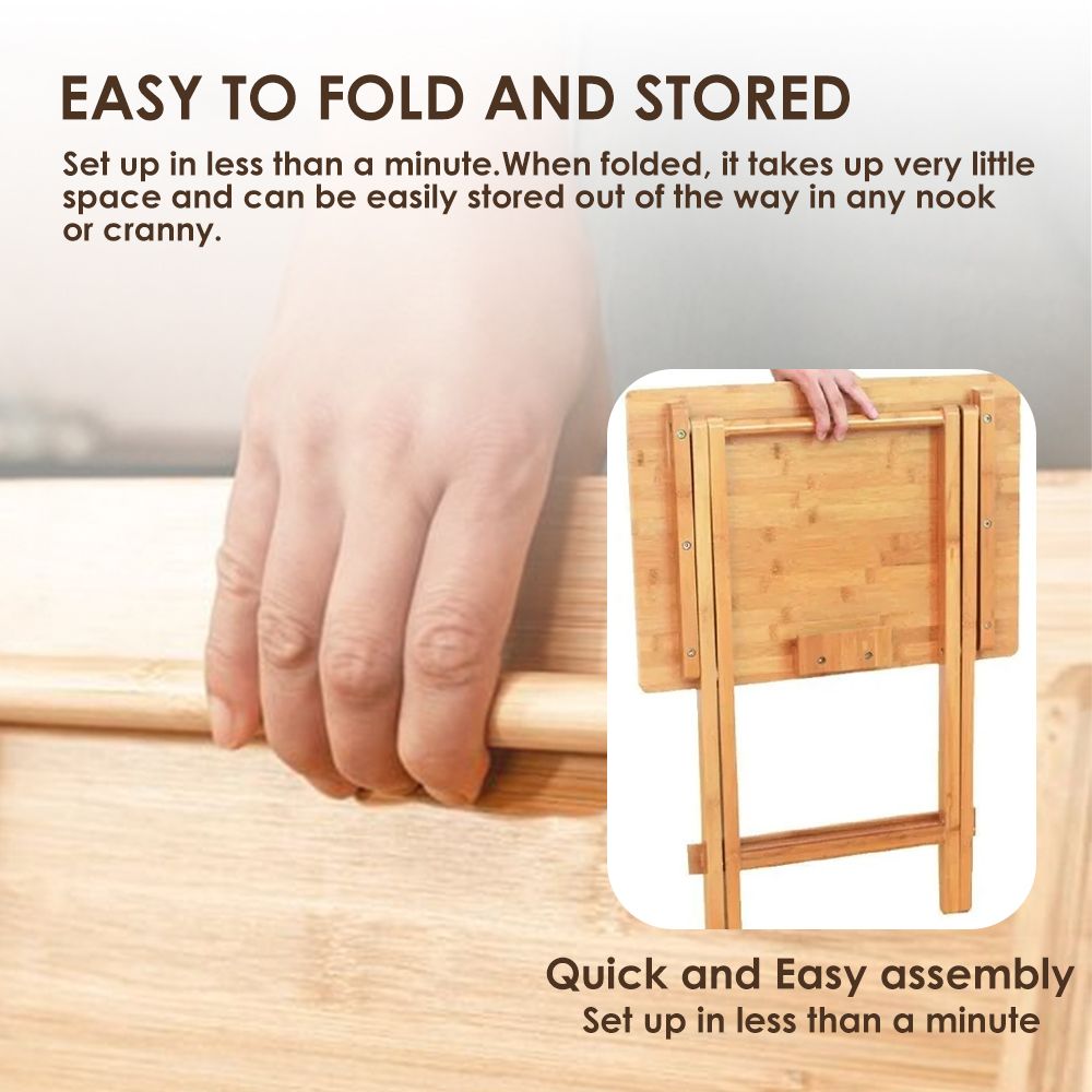 2 Pcs Bamboo Folding Laptop Tray & Snack Table