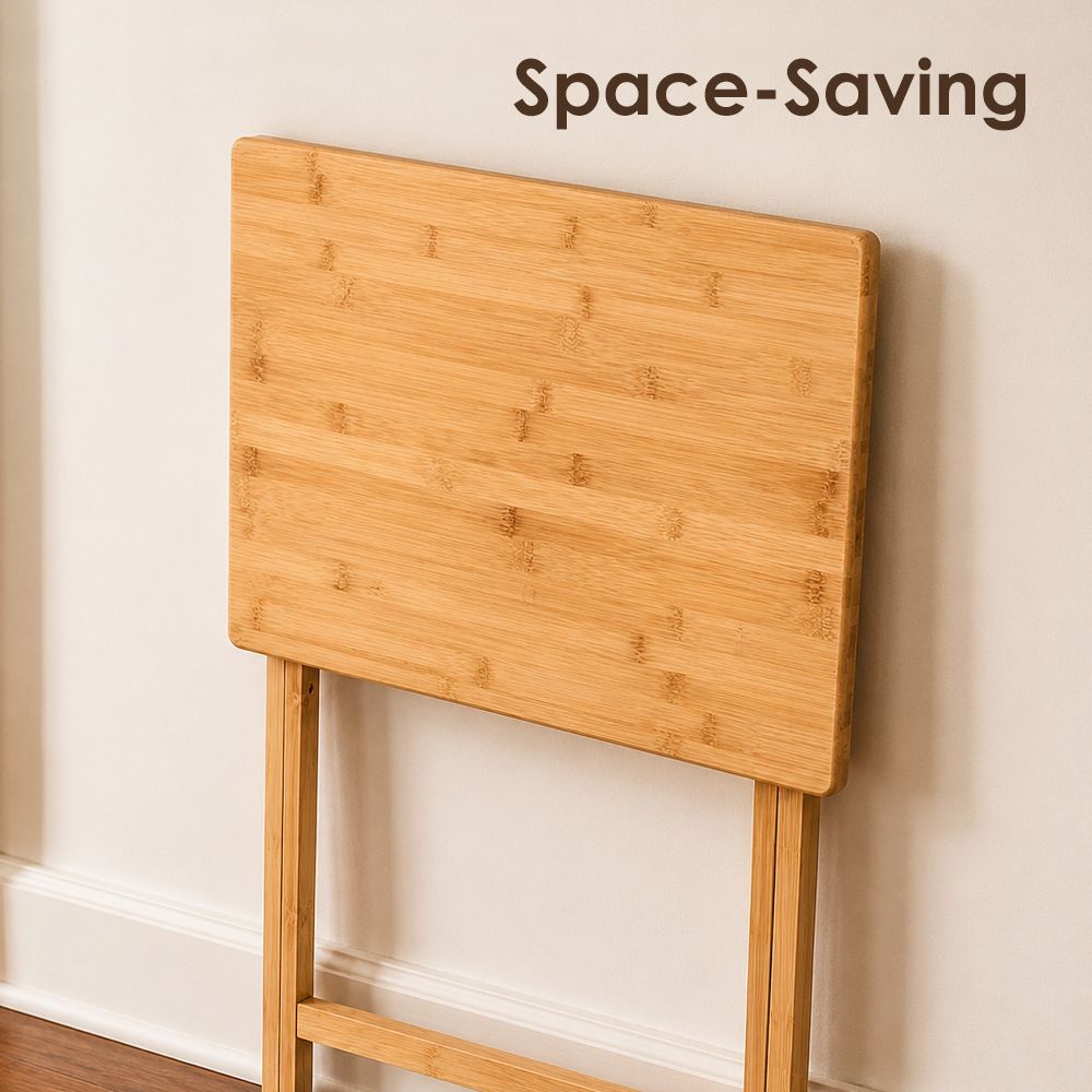 2 Pcs Bamboo Folding Laptop Tray & Snack Table