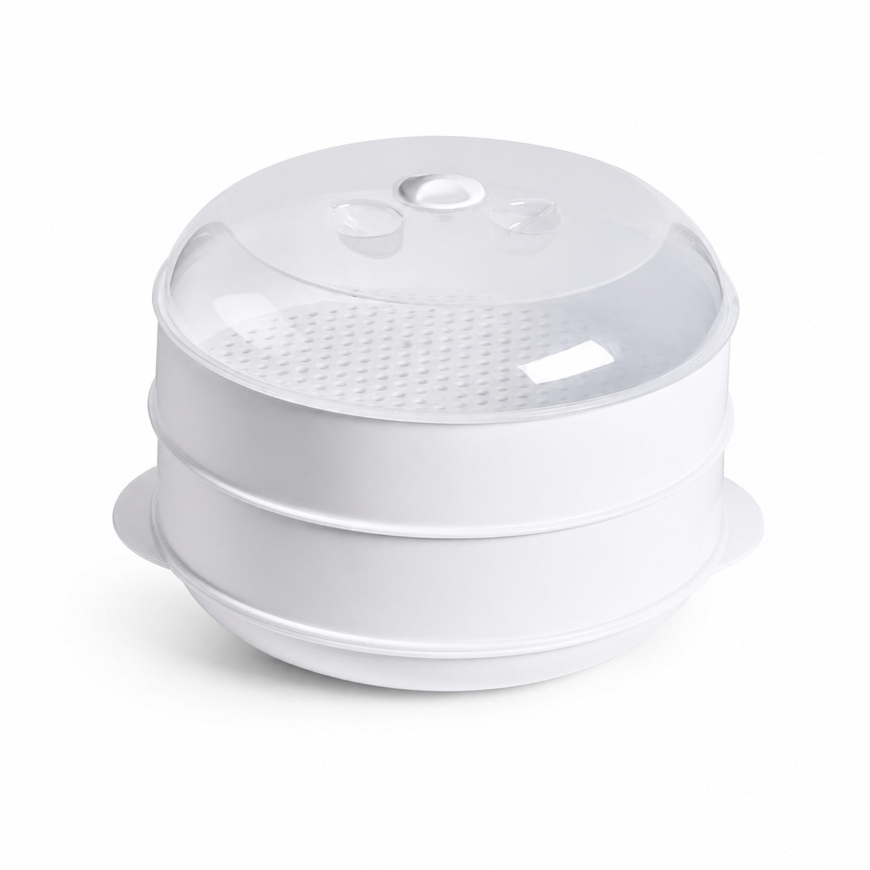 2 Tier Microwave Food Steamer 21cm, Oil-Free Cooking, Food Grade PP, Cooks Two Dishes at Once