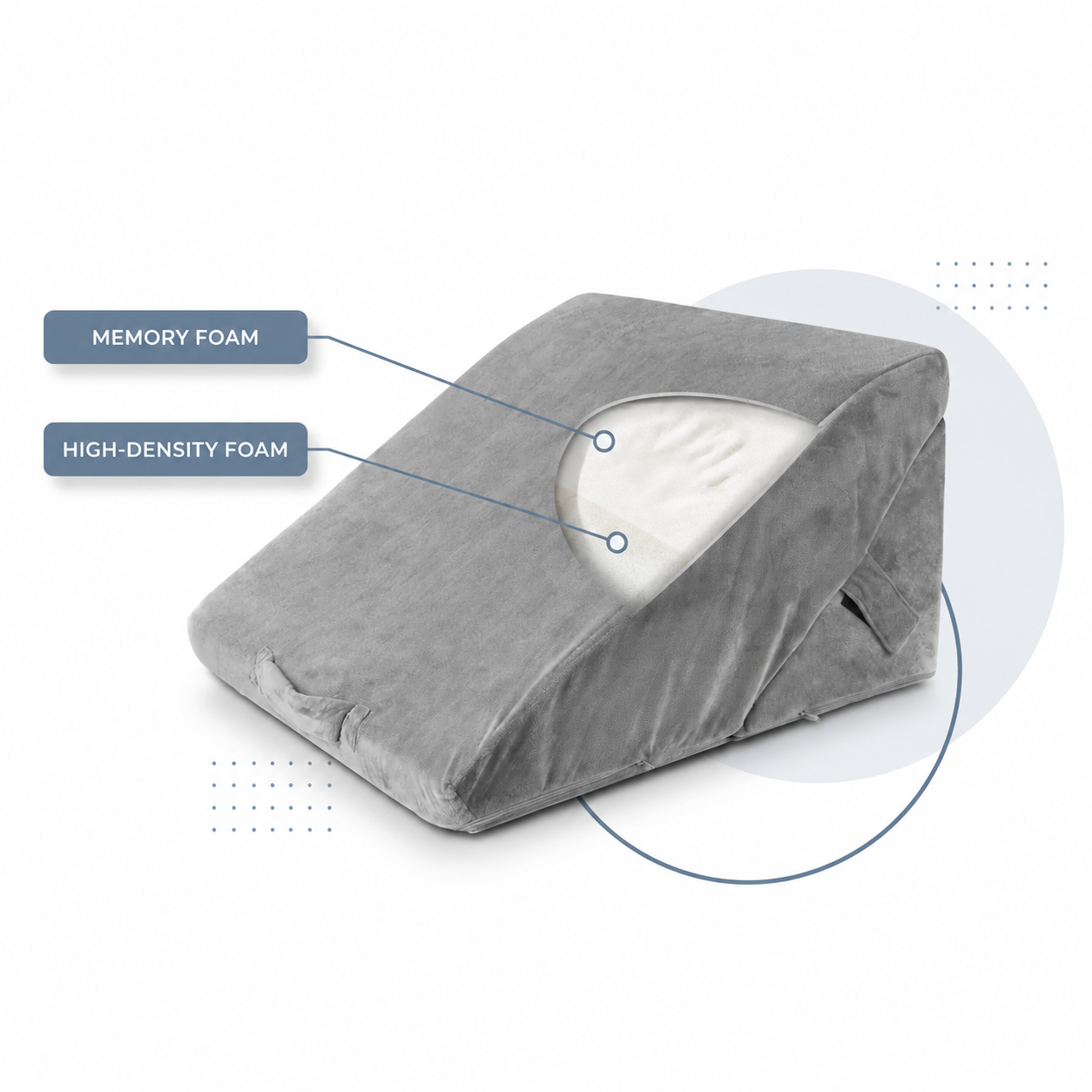 Adjustable Memory Foam Wedge Pillow with Washable Velvet Cover for Bed Sofa Reading 55x55x33cm