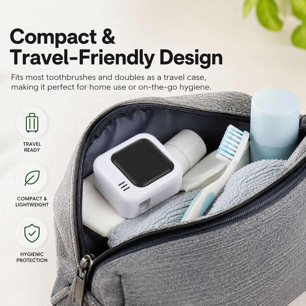 Aumerage Rechargeable UV-C Toothbrush Steriliser Travel Case USB-C