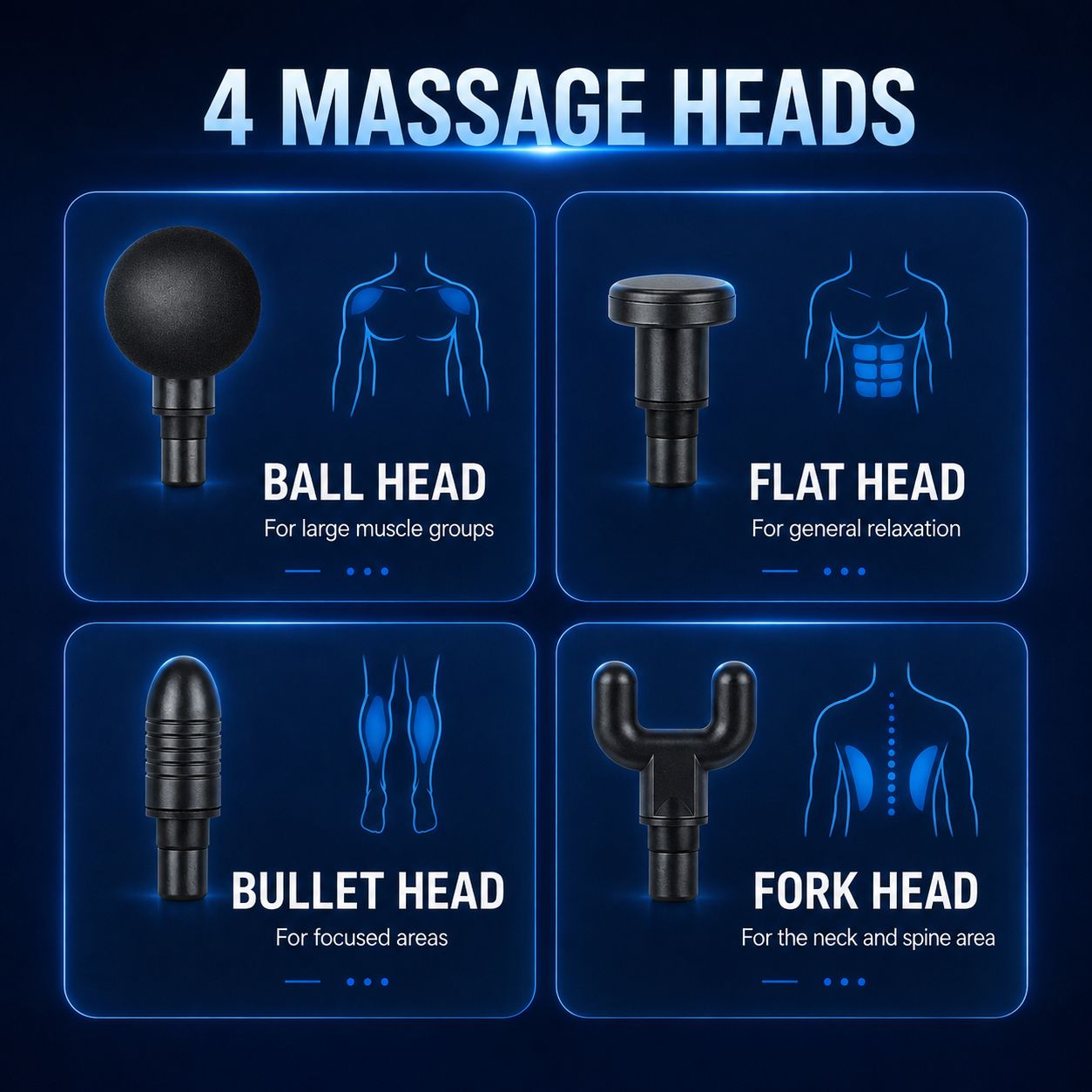 Aumerage Impact Massage Gun – 6 Speed Deep Tissue Muscle Massager with 4 Interchangeable Heads, Rechargeable Handheld Body Massager for Gym & Home