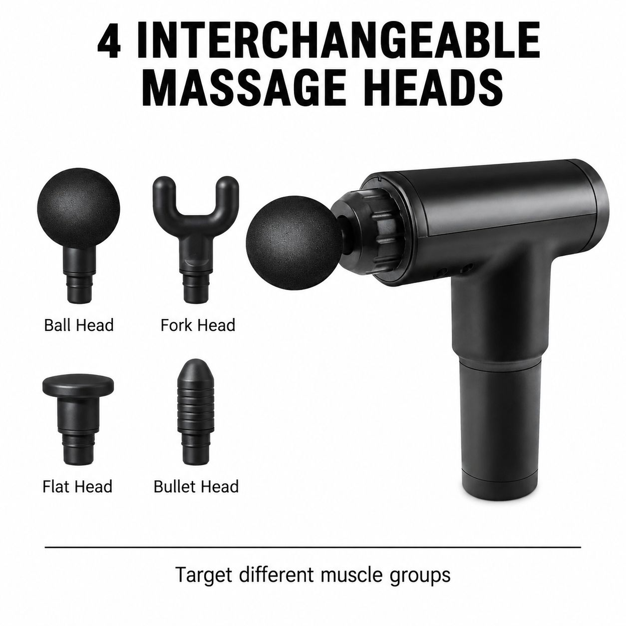 Aumerage Impact Massage Gun – 6 Speed Deep Tissue Muscle Massager with 4 Interchangeable Heads, Rechargeable Handheld Body Massager for Gym & Home
