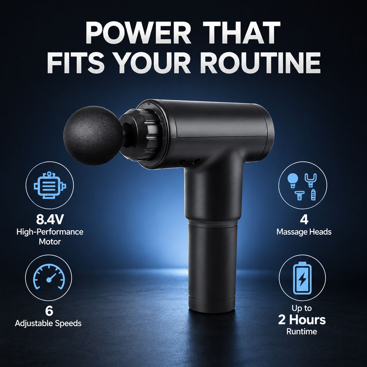 Aumerage Impact Massage Gun – 6 Speed Deep Tissue Muscle Massager with 4 Interchangeable Heads, Rechargeable Handheld Body Massager for Gym & Home