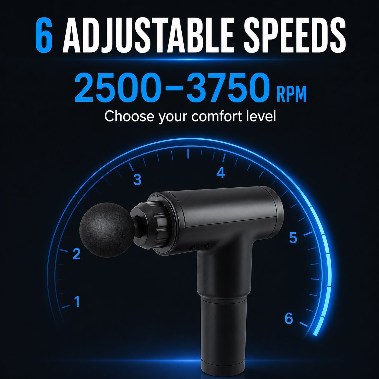 Aumerage Impact Massage Gun – 6 Speed Deep Tissue Muscle Massager with 4 Interchangeable Heads, Rechargeable Handheld Body Massager for Gym & Home
