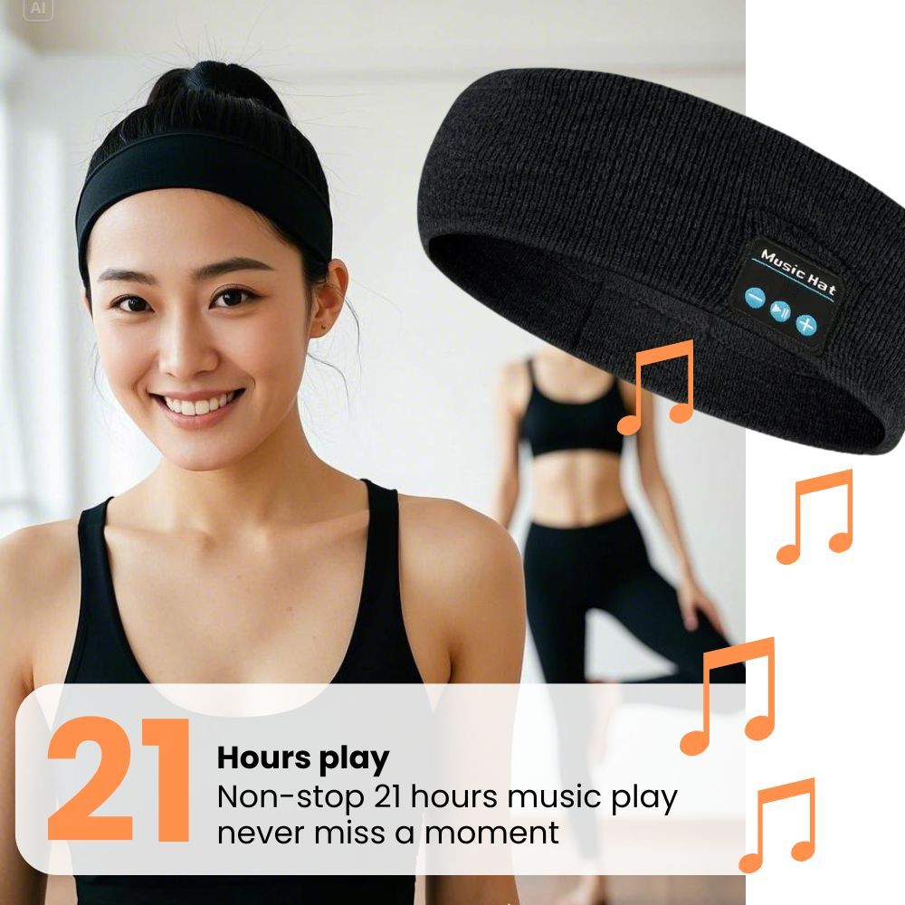 Headset Bluetooth 5.0 Wireless Stereo Earbud Headphone Sports Headband w/Mic-Grey