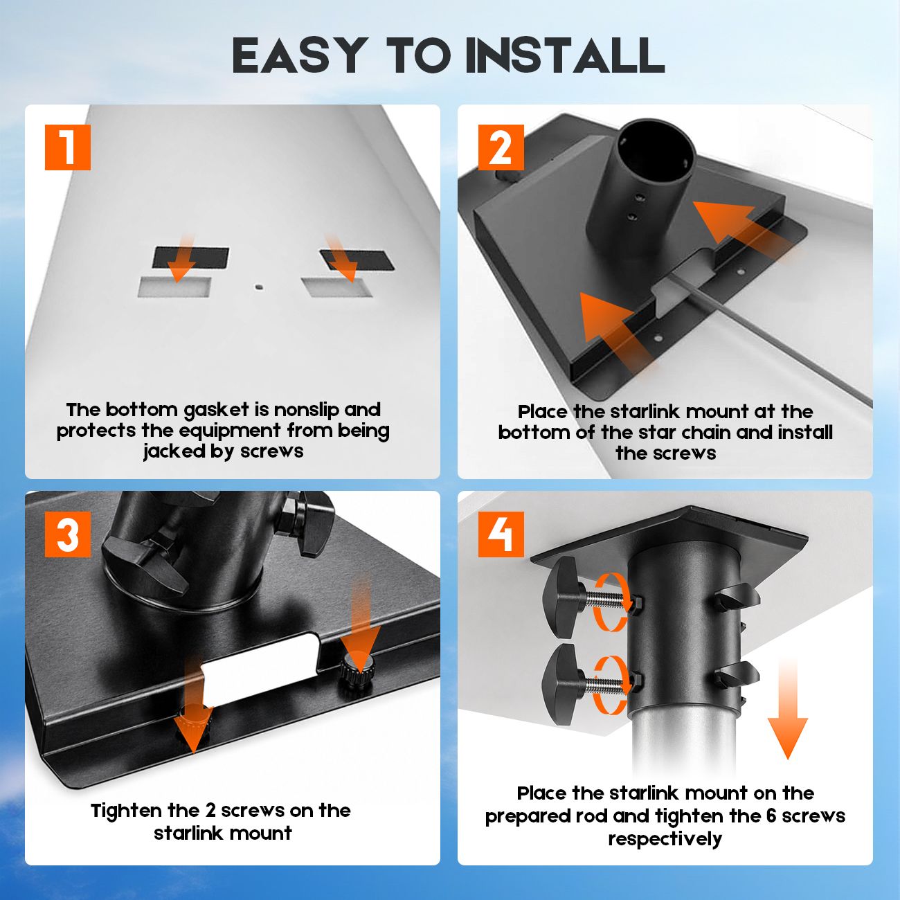 Pipe Adapter for Starlink Gen 3, Metal Mounting Connector for Starlink V3 Standard Dish to Wall/Pole Mount, Replacement Interface Bracket