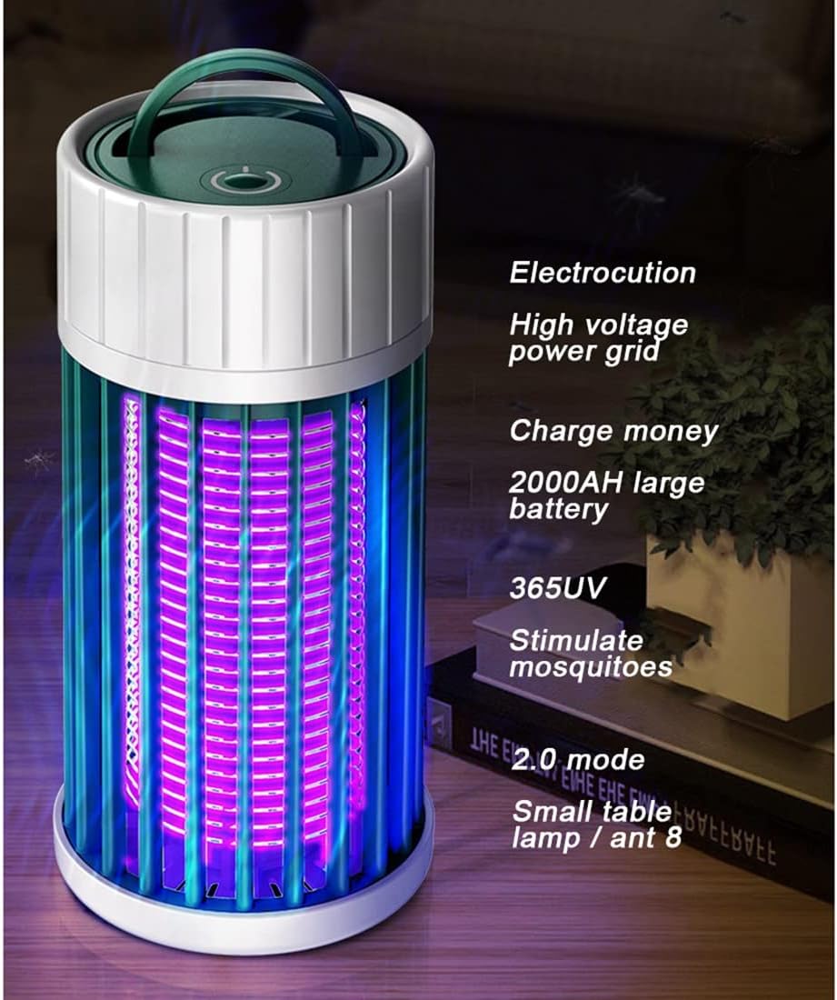 Outdoor Mosquito Trap - Rechargeable with UV Light 365 nm - Silent and Portable - Can Also Be Used as a Night Light
