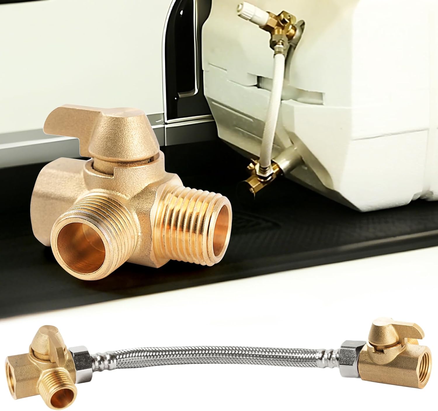 Brass 3-way bypass valve for boiler kits, 1/2" NPT connections