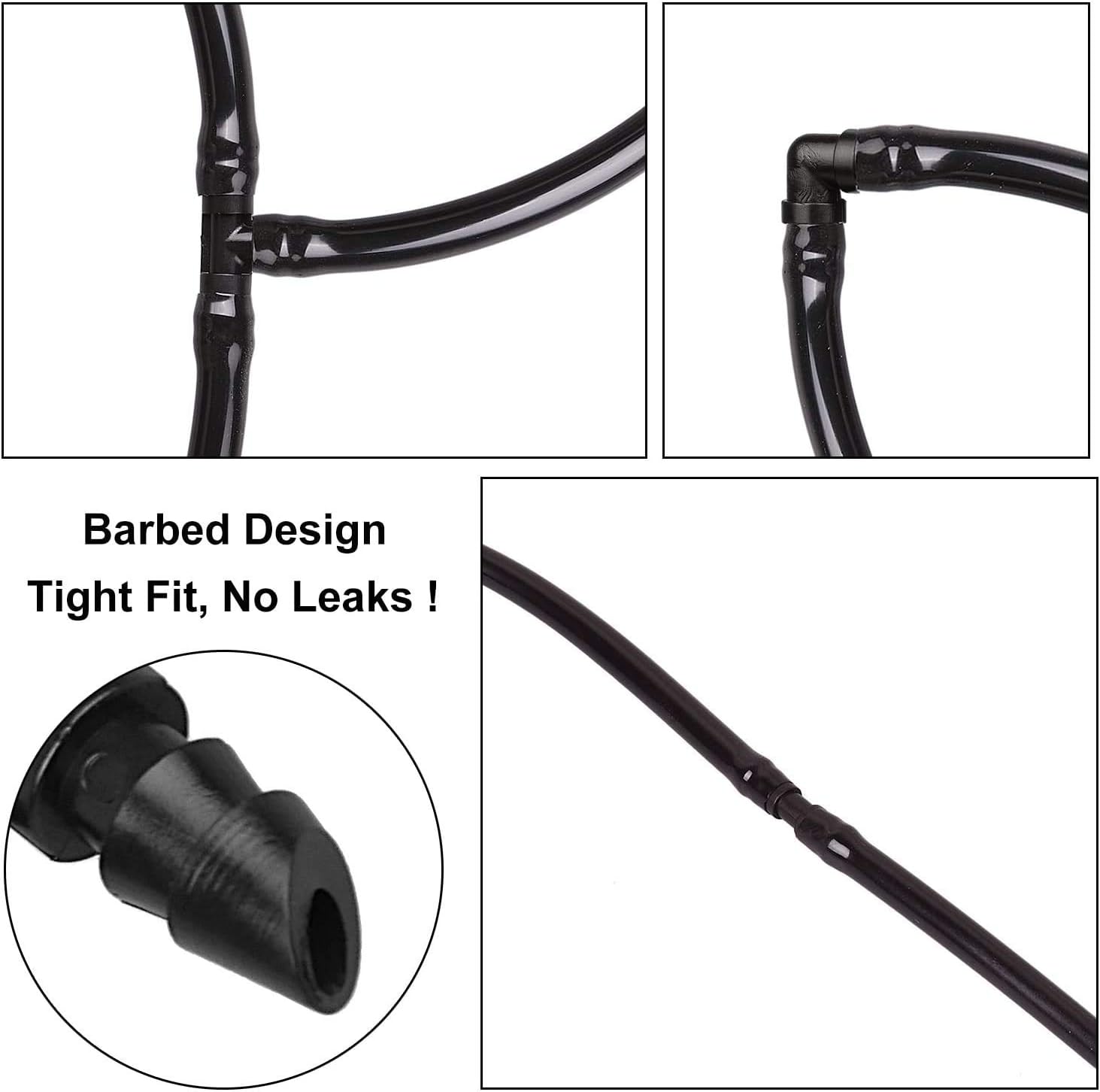 50 pieces drip irrigation 1/4' barb elbow fittings, barb connectors fit universal 1/4 inch hoses, irrigation elbow for sprinkler system