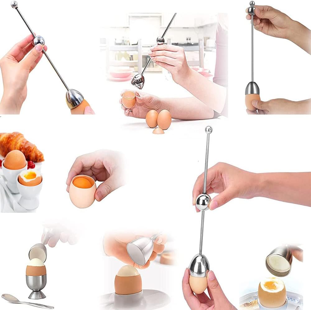 Egg Shell Cracker - Stainless Steel Kitchen Aid - For Soft-Boiled Eggs - Easy to Clean - Kitchen Utensil