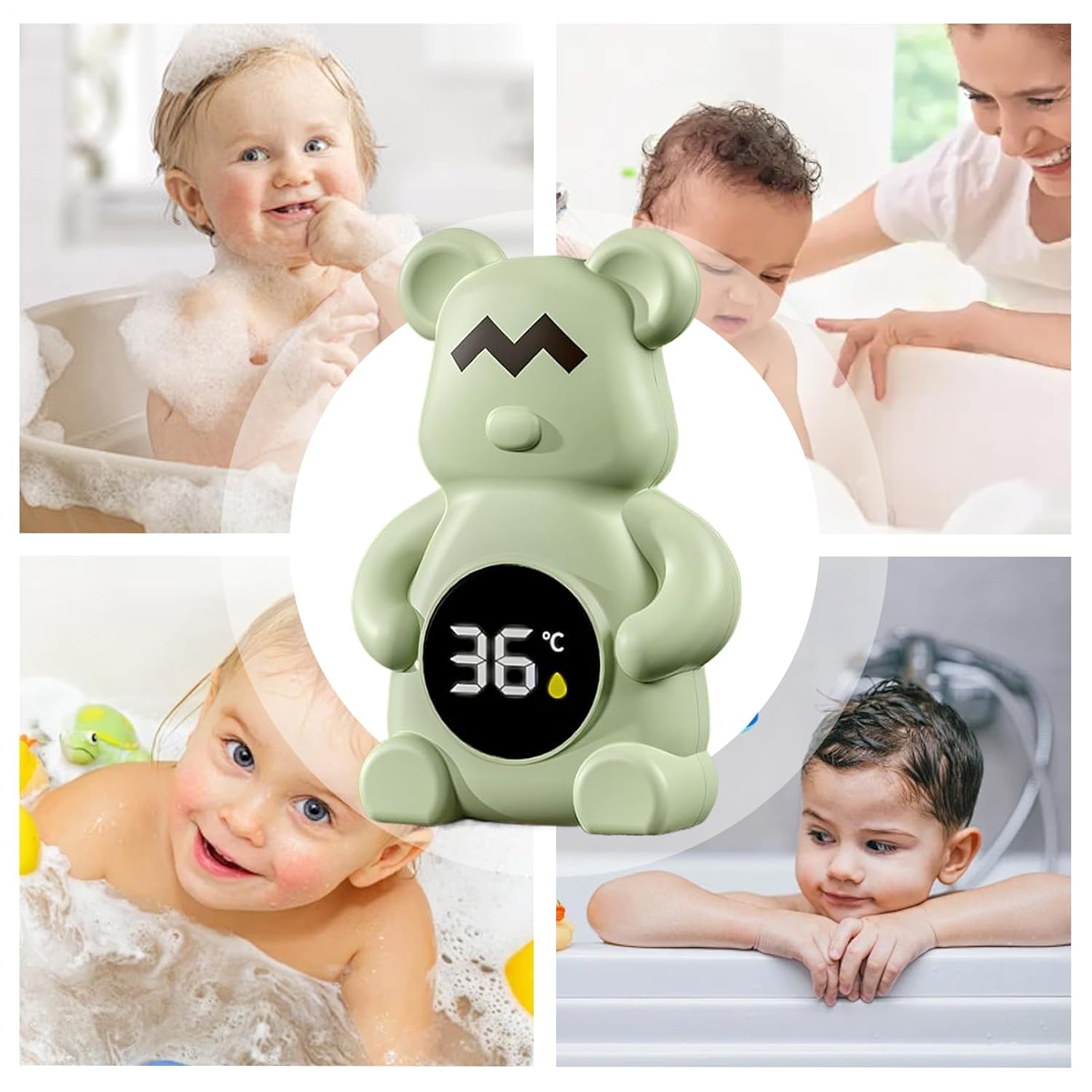 Bath thermometer - Bear-shaped with temperature display - For baby and toddler baths - Suitable for indoor and outdoor use - Waterproof design