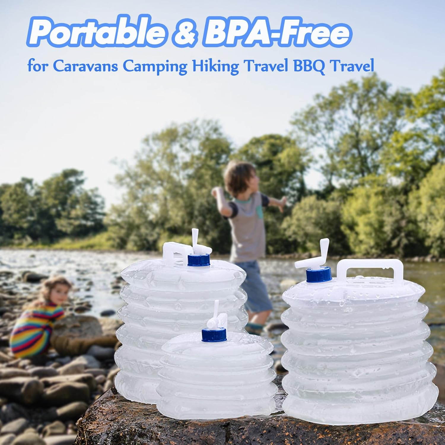 Collapsible Bucket - Collapsible Water Container - Portable & BPA Free Water Tank - Kettle - Bucket - Suitable for Caravan, Camping, Hiking, BBQ, Travel, Outdoor Use - 3L