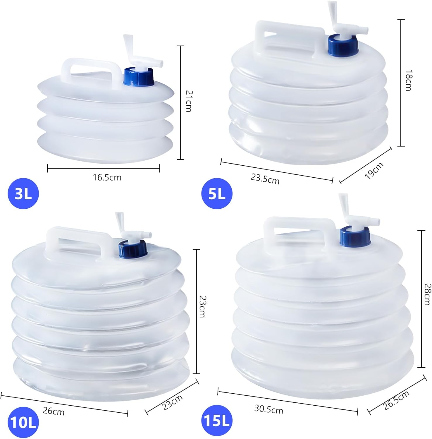 Collapsible Bucket - Collapsible Water Container - Portable & BPA Free Water Tank - Kettle - Bucket - Suitable for Caravan, Camping, Hiking, BBQ, Travel, Outdoor Use - 3L