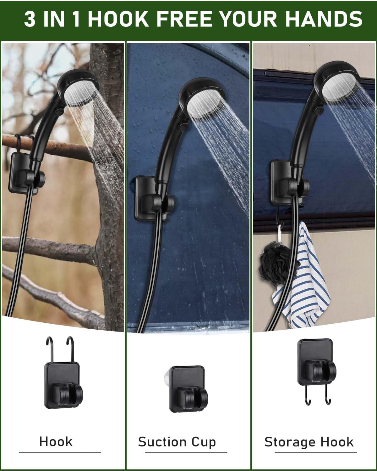 Portable Shower Pump with Rechargeable 6000mAh Battery - Outdoor Shower IPX7 Waterproof - With Temperature Display - Suitable for Camping, Car Washing and Pet Washing Gray