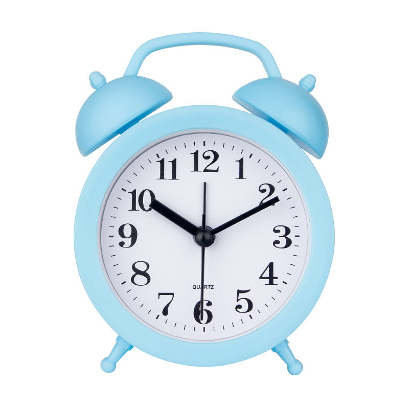 Children's Alarm Clock-Children's Alarm Clock-Children's Twin Bells-Cute Battery-Powered-Analog Mini Round Bedside Alarm Clock-Children's Gift Children's Student Alarm Clock Home Decor Blue