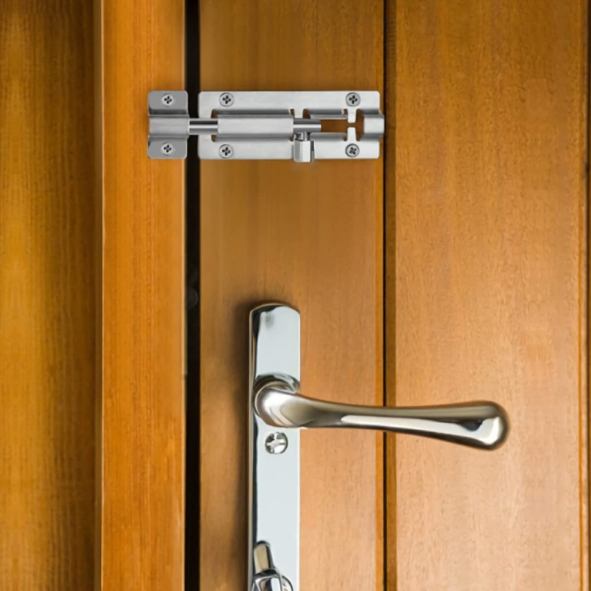 Door Latch - Sliding Latch Made of Stainless Steel 304 with Screws - Suitable for Bathrooms, Bedrooms, Sheds and Garden Toilets - 4" 97mm