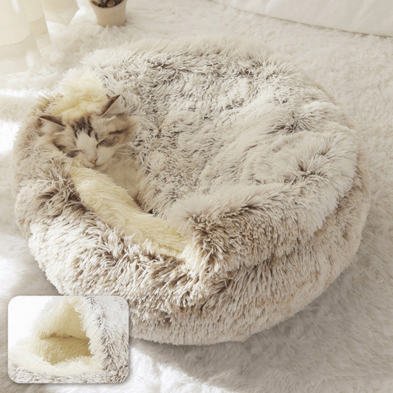 Cat bed - pet tent - kitten bed, dog pet, plush slippers, soft puppy sleeping bag, warm and comfortable, cat bed - gray - 40*40cm