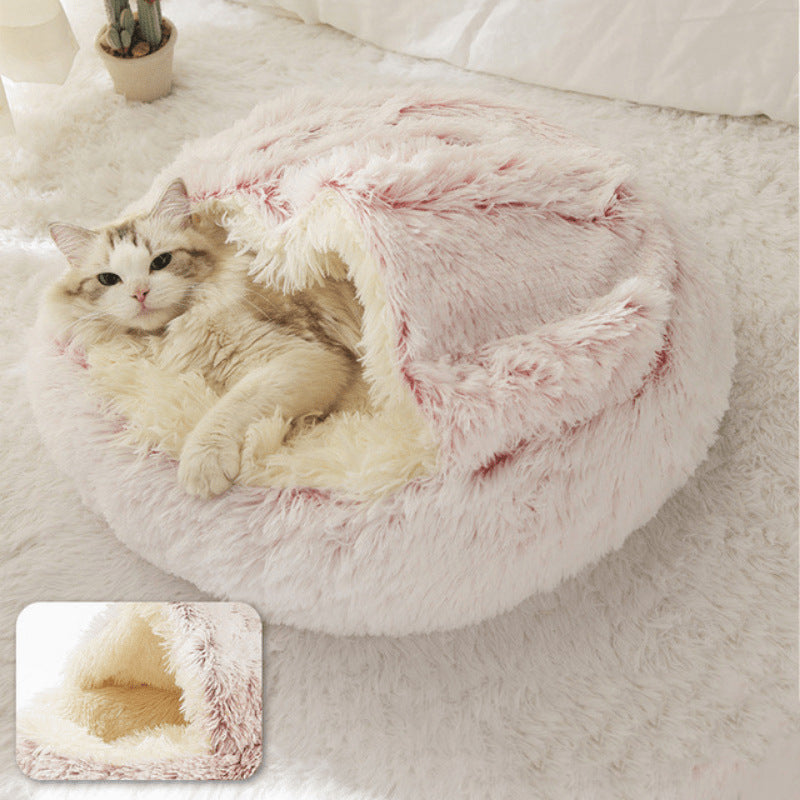 Cat bed - pet tent - kitten bed, dog pet, plush slippers, soft puppy sleeping bag, warm and comfortable, cat bed - gray - 40*40cm