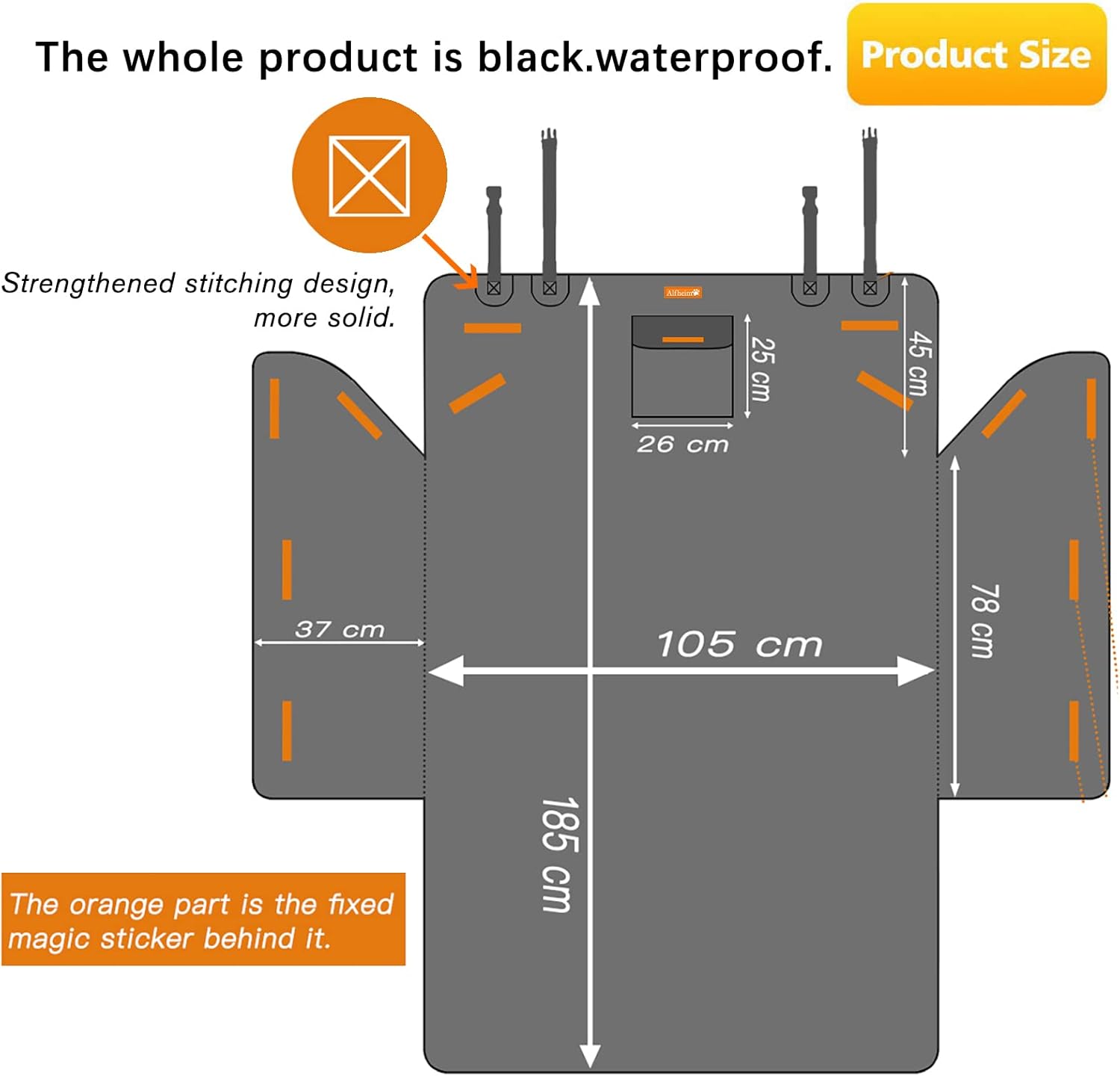 Dog Blanket Car Back Seat - Dog Trunk Liner - Non-Slip & Waterproof Backseat Cover for Pets - Durable Washable Trunk Liner for Travel - Suitable for Small and Medium Cars and Trucks - Black