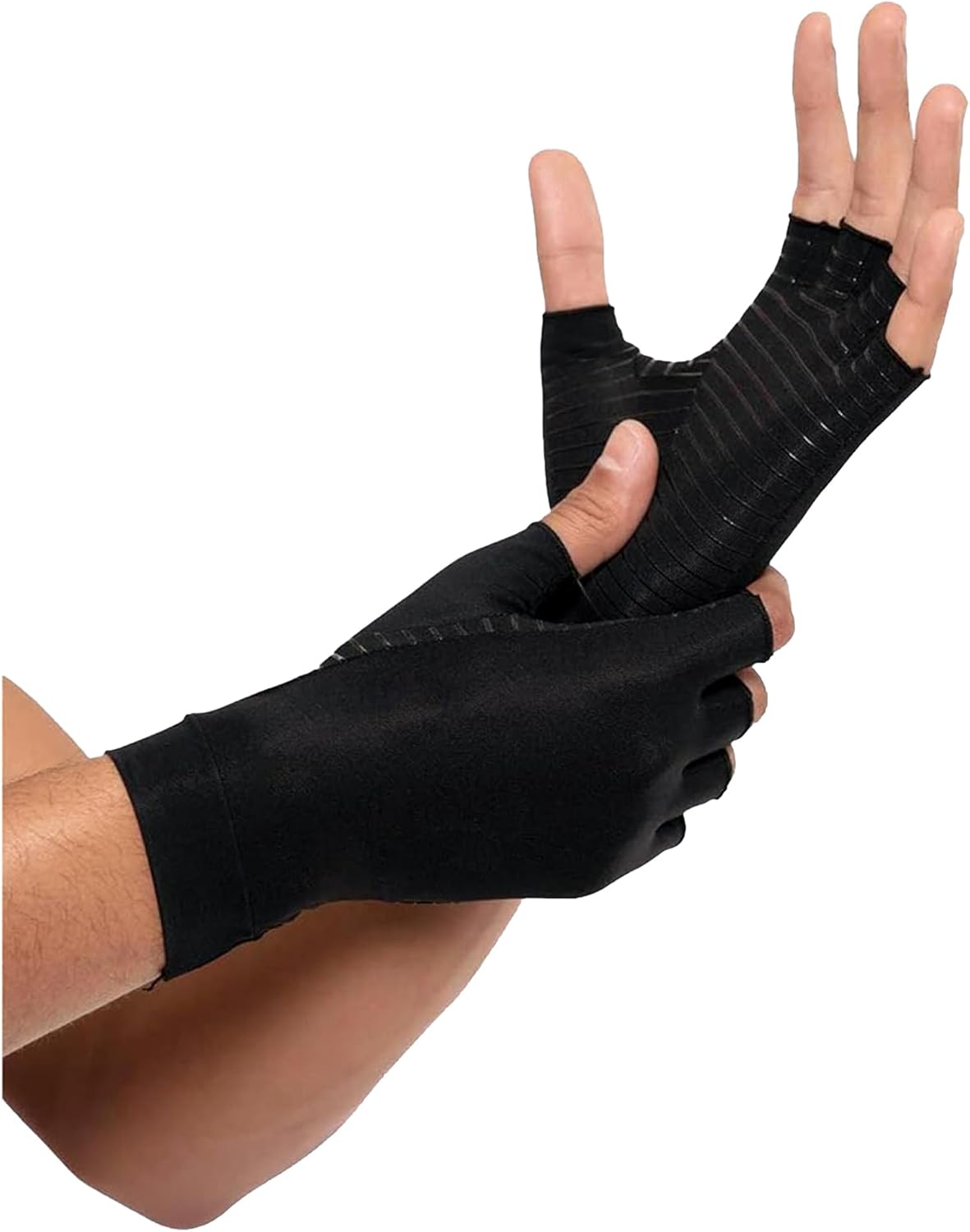 Rheumatism Gloves - Compression Gloves - Unisex - Osteoarthritis - Rheumatism - Arthritis - RSI - Carpal Tunnel Syndrome - L - Copper Half Finger