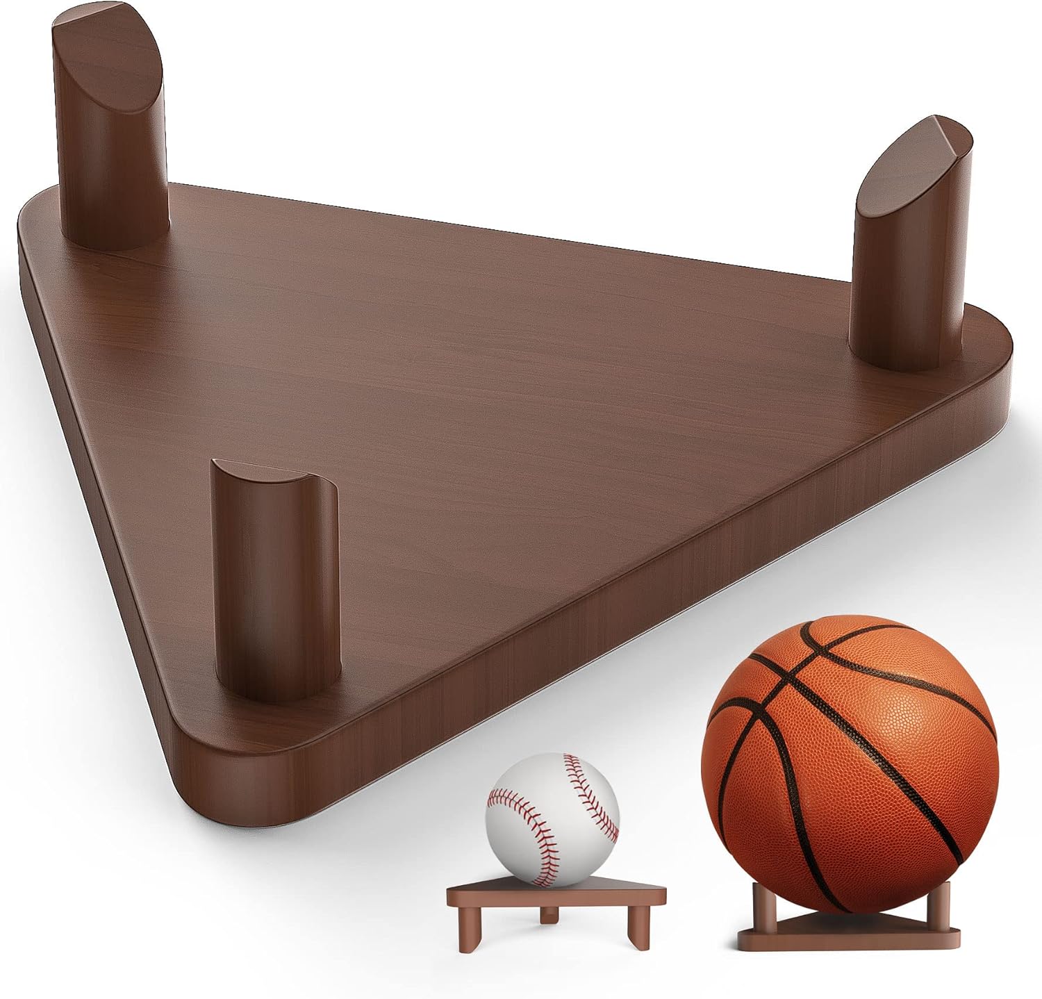 Ball Stand - Wooden Ball Display Stand - For Football, Basketball, Rugby, Volleyball, Sports Ball Storage Rack - Solid Wood Trophy Signature Souvenir Display Box