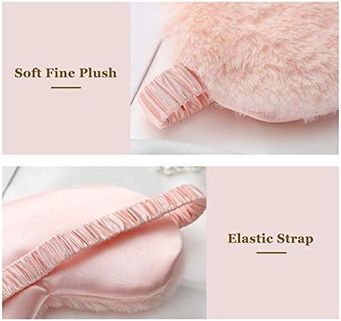 Faux Fur Eye Mask - Soft and Smooth Satin Eye Mask - Sleeping Eye Mask - 2-Pack Pink + Yellow-Pink