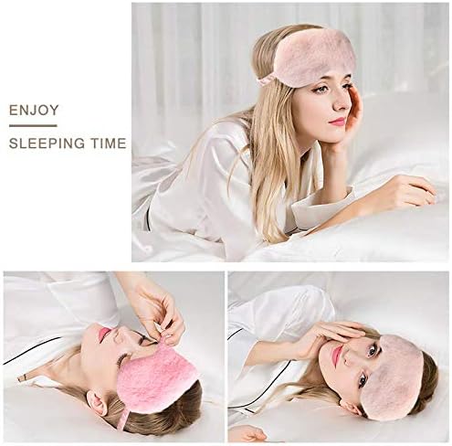 Faux Fur Eye Mask - Soft and Smooth Satin Eye Mask - Sleeping Eye Mask - 2-Pack Pink + Yellow-Pink