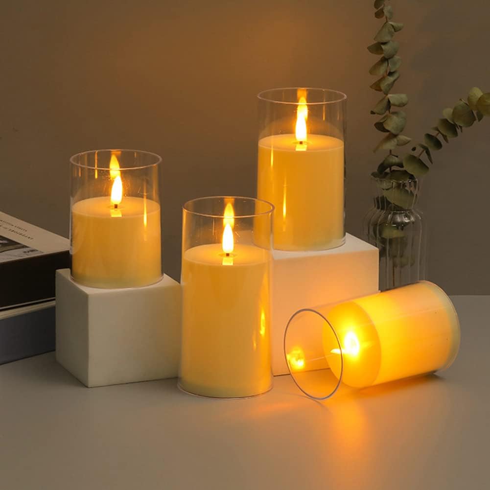 LED electronic candles, plastic candles, candle holders, flameless fireplaces, suitable for all kinds of festivals, 3 different sizes 5.5*10cm, 5.5*12.5cm, 5.5*15cm