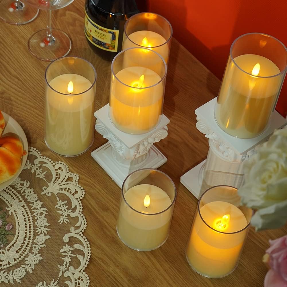 LED electronic candles, plastic candles, candle holders, flameless fireplaces, suitable for all kinds of festivals, 3 different sizes 5.5*10cm, 5.5*12.5cm, 5.5*15cm
