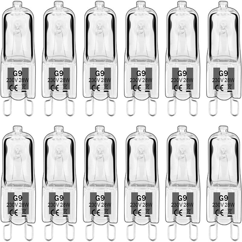 Halogen lamp - G9 Clear halogen lamp - Warm yellow light - 230V 28W - Suitable for pendant lamps - 10 pieces